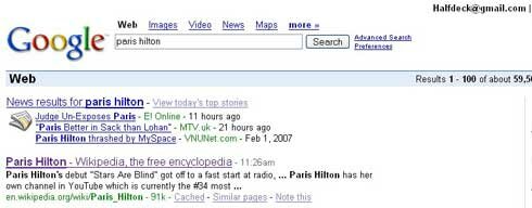 Google personalized search turned off