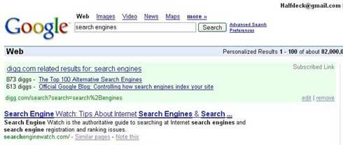 Google personalized search